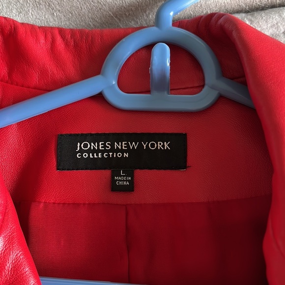 Jones New York Red Leather Blazer - Picture 2 of 11